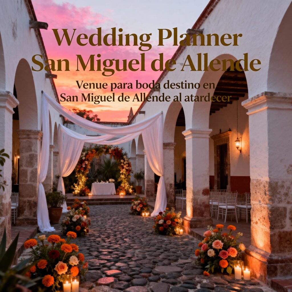 Venue para boda destino en San Miguel de Allende al atardec